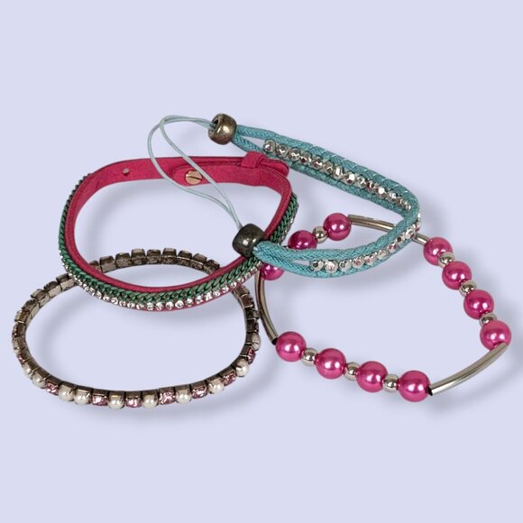 Set of 4 Pink & Blue Bracelets - Picture 2 of 5